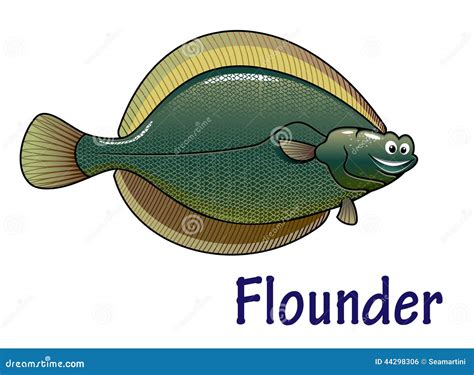 Flounder Fish Cartoon Character Stock Vector - Illustration of flounder, fresh: 44298306