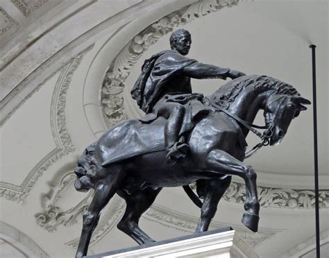 Equestrian statue of Duke of Wellington in London UK