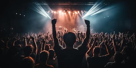 Premium AI Image | Cheering crowd and stage lights Audience At Outdoor ...