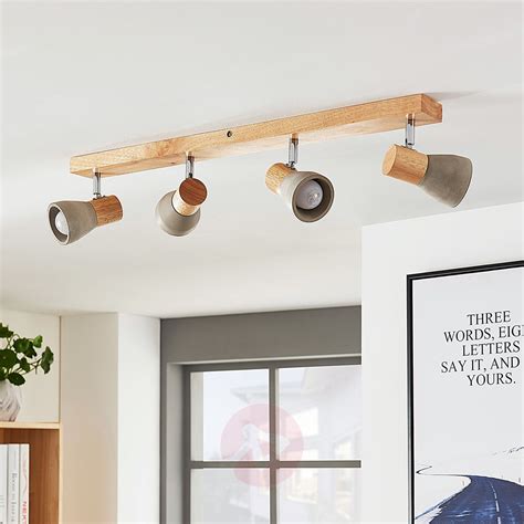 Four-bulb wooden LED ceiling light Filiz, concrete-9621840-01 | Ceiling lights, Kitchen ceiling ...