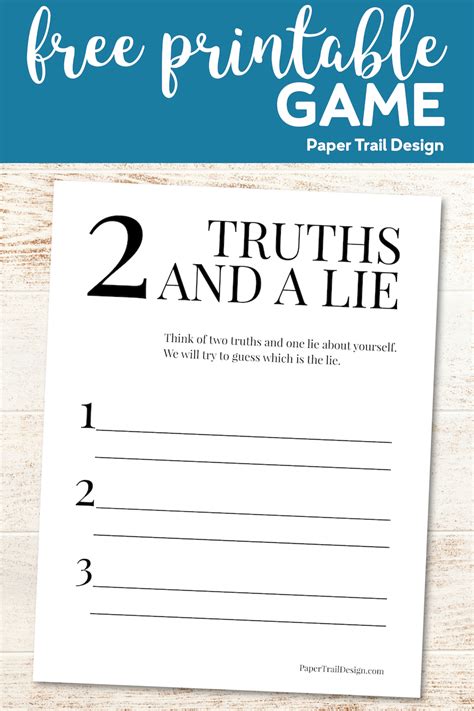 Two Truths And A Lie Game Printable