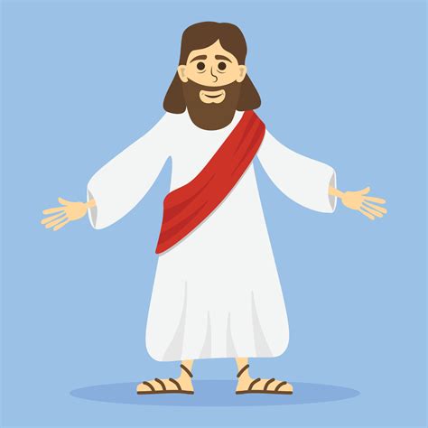 Jesus Christ in cute cartoon style. Christian Bible for kids, vector ...