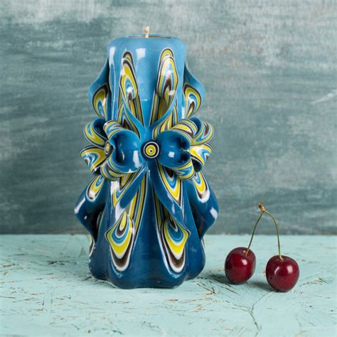 Medium Blue Candle Gift Ideas Wall Decor Gift for Men - Etsy