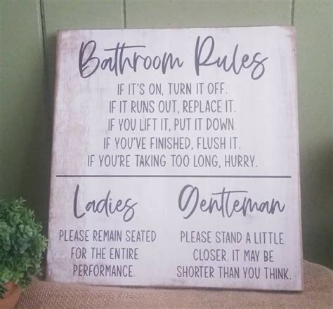 Bathroom Rules Sign Bathroom Sign Farmhouse Sign Rustic | Etsy