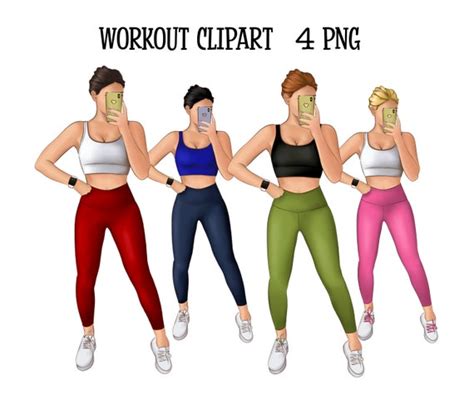 Gym Girls Clipart Fashion Clipart Sports Clipart Fitness - Etsy