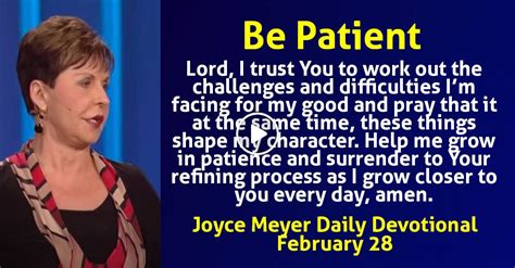 Joyce Meyer (February 28, 2024) Daily Devotional: Be Patient