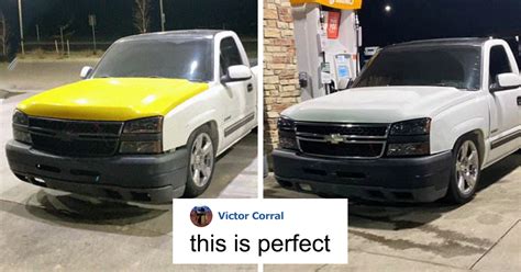 Guy With Mismatched Colored Truck Hood Posts An Ad, People Can’t ...