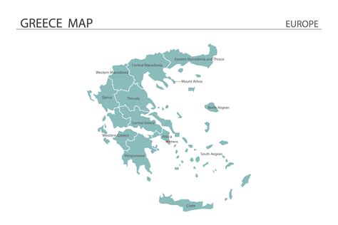 Greece map vector on white background. Map have all province and mark the capital city of Greece ...