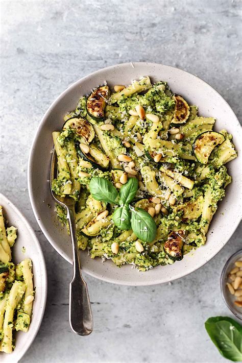 Roasted Courgette Pesto Pasta - Cupful of Kale