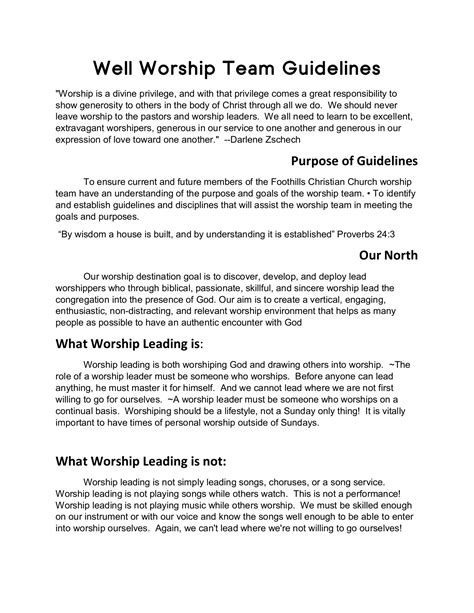 Praise And Worship Team Rules And Regulations pdf – CHURCHGISTS.COM