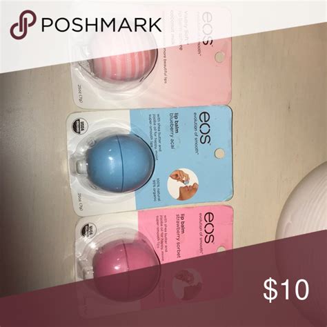 3 EOS chapsticks | Strawberry lip balm, Strawberry sorbet, The balm