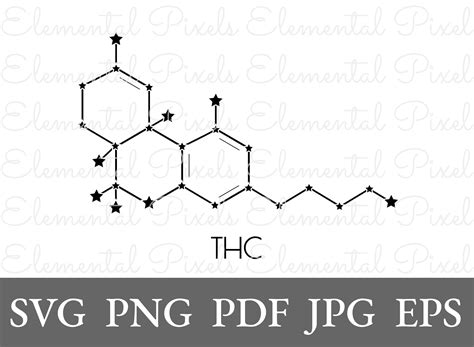 THC Molecule Svg Constellation Art Marijuana Clipart Cannabis Molecular ...