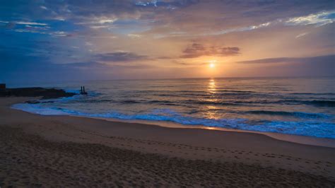 El mar y la arena al atardecer Fondo de pantalla 4k HD ID:6679