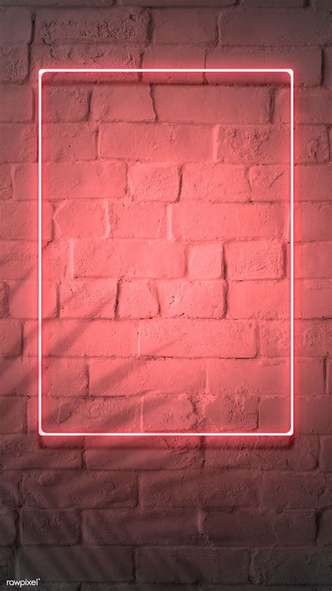 Download premium psd of Neon red frame on a brick wall 894328 | Framed ...