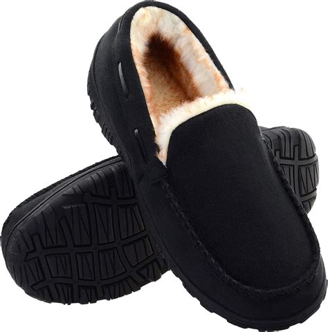 Amazon.com | Vonair Mens Moccasin Slippers Indoor Outdoor Slip on Warm ...