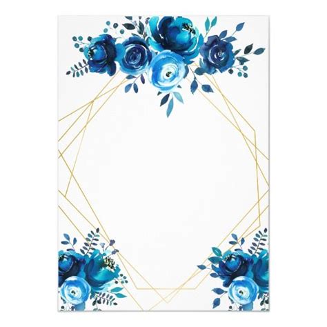 Blue Geometric Floral Wedding Invitation | Zazzle.com | Floral wedding ...