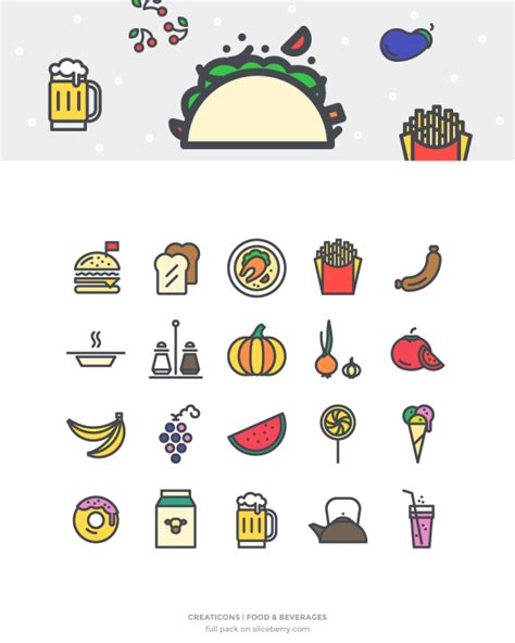 Creaticons Free - Food & Beverages Vector Icons (AI, EPS, SVG, PNG) - Designmodo