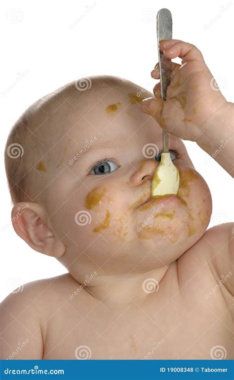 Messy Baby Eating stock photo. Image of caucasian, isolated - 19008348