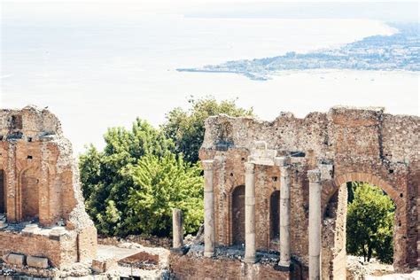 Ruins of Amphitheater in Taormina, Sicily, Italy Stock Photo - Image of taormina, stone: 144887382