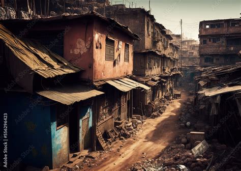 illustration of Slum landscape, inspired from Dharavi slum in Mumbai ...