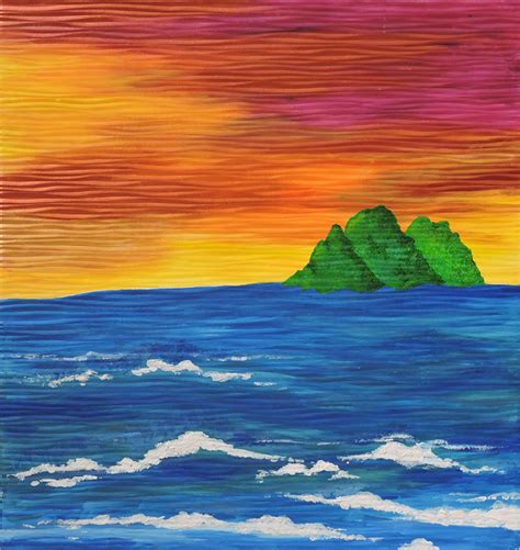 Painting- Shimmering Sunset & Waves | Liquid Wave Creative