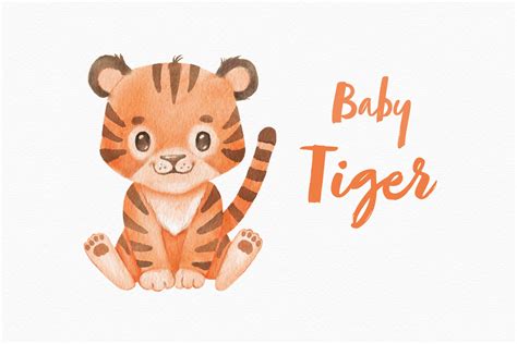 Cute Tiger Watercolor Clipart Baby Png Grafica di JoyDigitalDesign by Elena Platova · Creative ...