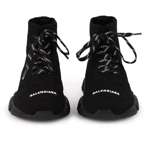 Balenciaga Logo Socks Sneakers with Laces in Black | BAMBINIFASHION.COM