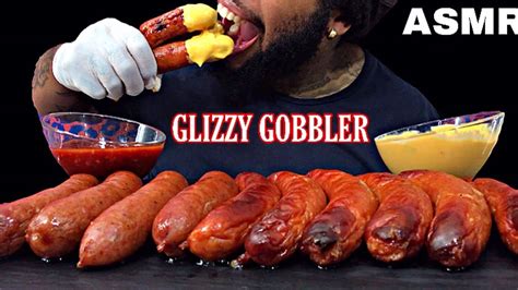 GLIZZY GOBBLER EATS 10 WHOLE CHEESY SAUSAGES MUKBANG - YouTube