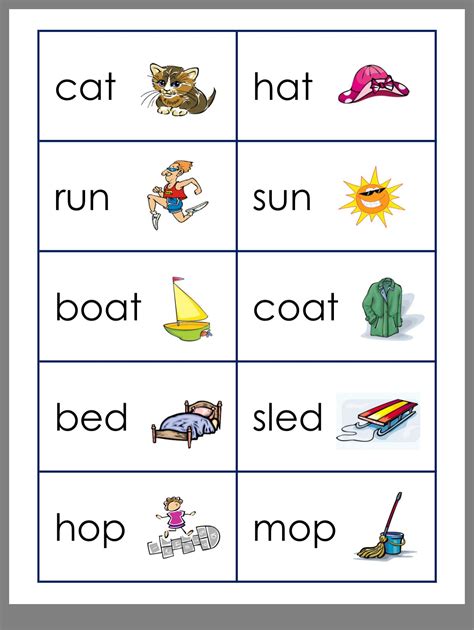 Rhyme Words Kindergarten - Kindergarten