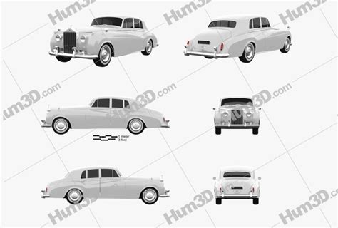 Rolls-Royce Silver Cloud II saloon 1959 Blueprint Template - 3DModels.org