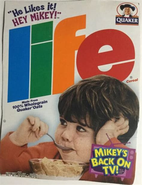 Vintage 2000 Quaker LIFE “He Likes It! Hey Mikey! “ Cereal Box Cover ...