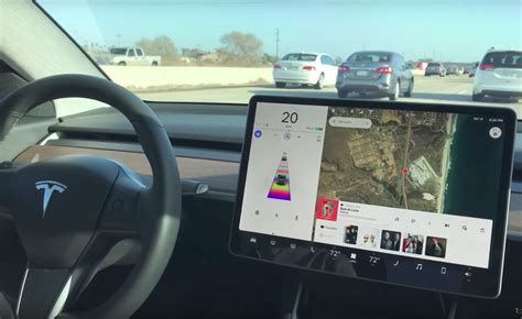 Tesla Model 3 Autopilot in stop-and-go traffic with easter egg 'on'