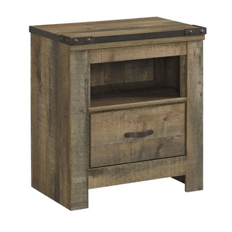 Ashley Furniture Trinell 1 Drawer Wood Nightstand in Brown | Cymax Business