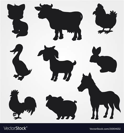 Farm animals silhouettes collection Royalty Free Vector | Animal silhouette, Farm animals, Animals