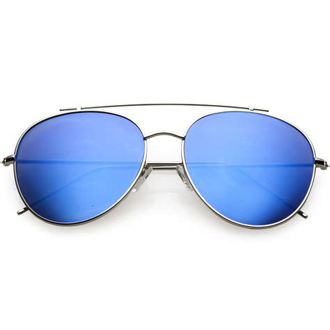 sunglass.la - Oversize Metal Aviator Sunglasses Mirrored Round Lens ...