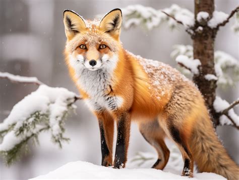 Majestic Red Fox in Snowy Landscape: Detailed Wildlife Photography - Free Image - Imgenic