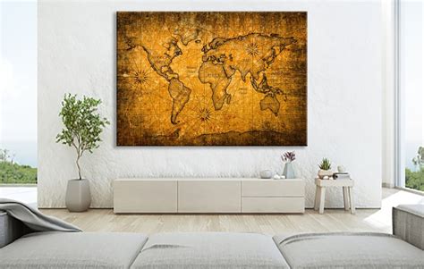 World Map Canvas Old World Map Wall Decor Vintage World Map - Etsy