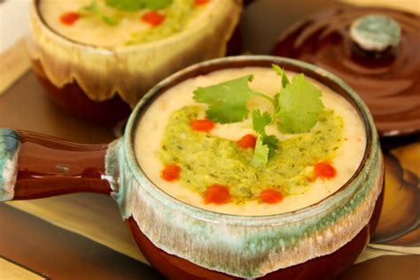 Mexican Potato Beer Cheese Soup with Poblano Crema