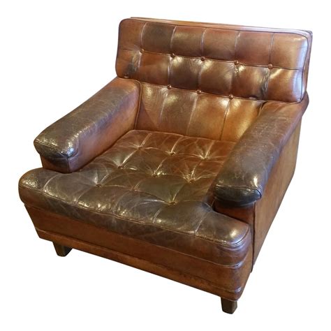 Leather Tufted Club Chair | Chairish