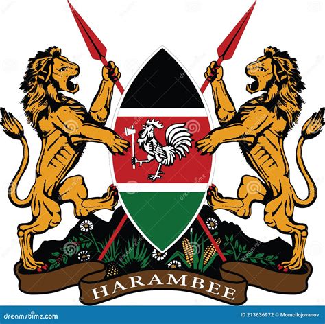 Coat of Arms of the Republic of Kenya Stock Vector - Illustration of ...