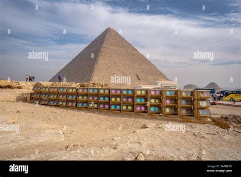 Giza, Egypt - Light show light at the pyramids Stock Photo - Alamy