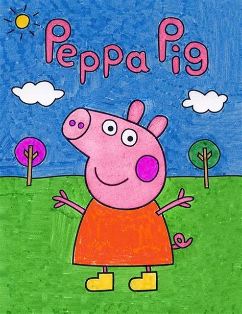 Easy How to Draw Peppa Pig Tutorial, Peppa Pig Coloring Page