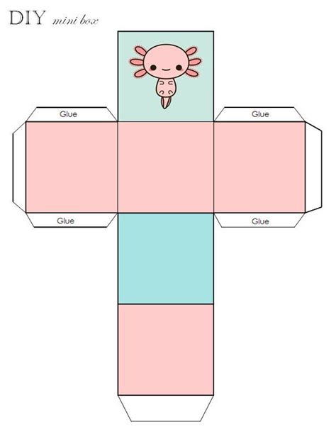 paper craft mini axolotl box | Paper doll printable templates, Paper ...