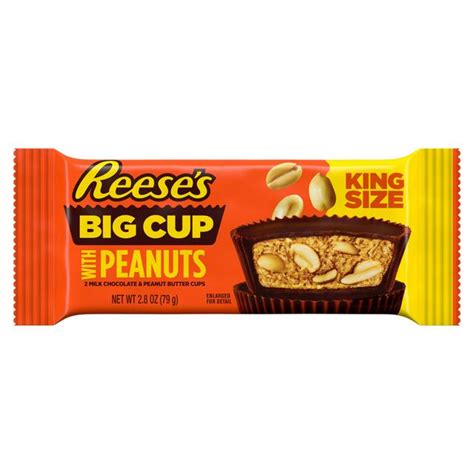 Reese's Reeses Big Cup Milk Chocolate Peanut Butter Cups With Peanuts 79g King Size Packet ...