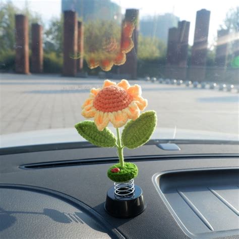 Sunflower Car Dashboard Decoration Crochet Sunflower Car | Etsy