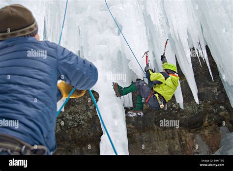 Ice climbing during Michigan Ice Fest at Pictured Rocks National ...