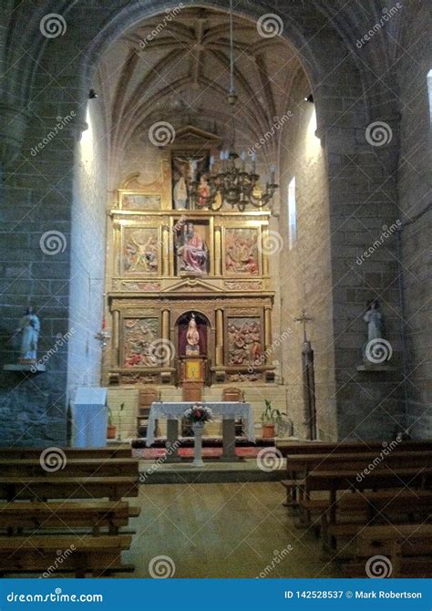 A Spanish Church Interior with Pews and Altar. Editorial Photography - Image of route, interior ...