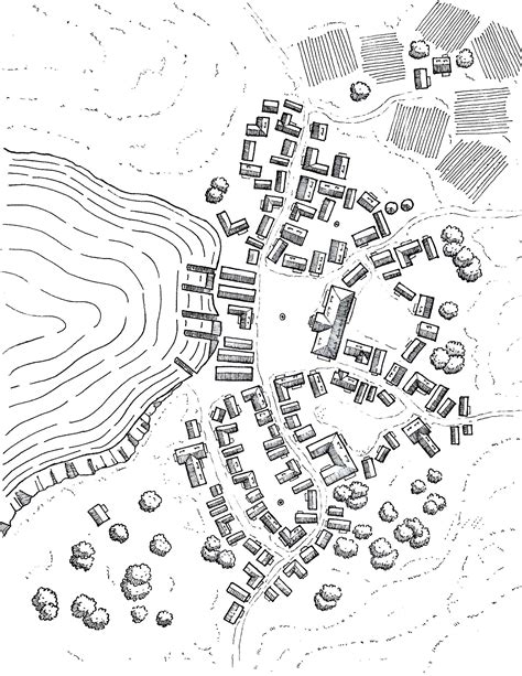 A generic town (first time drawing a settlement) : r/mapmaking