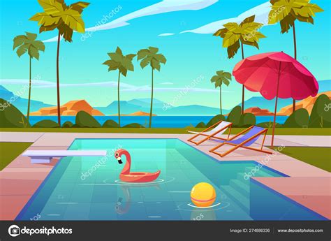 Swimming pool in hotel or resort outdoors, summer ⬇ Vector Image by © vectorpouch | Vector Stock ...