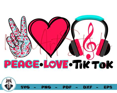 Drawing & Illustration PEACE LOVE TIKTOK file vector layers cut print svg Digital Art ...